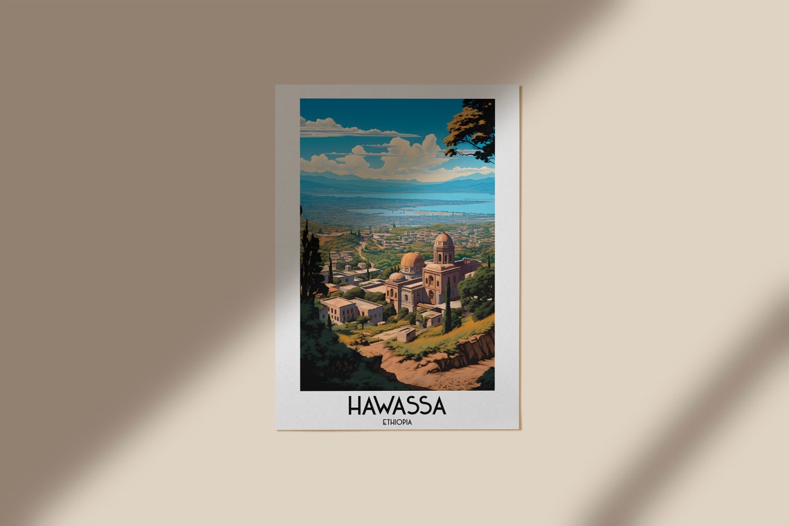Hawassa Ethiopia Lake Domed Churches Mountain Panoramic Travel Poster - Image 3