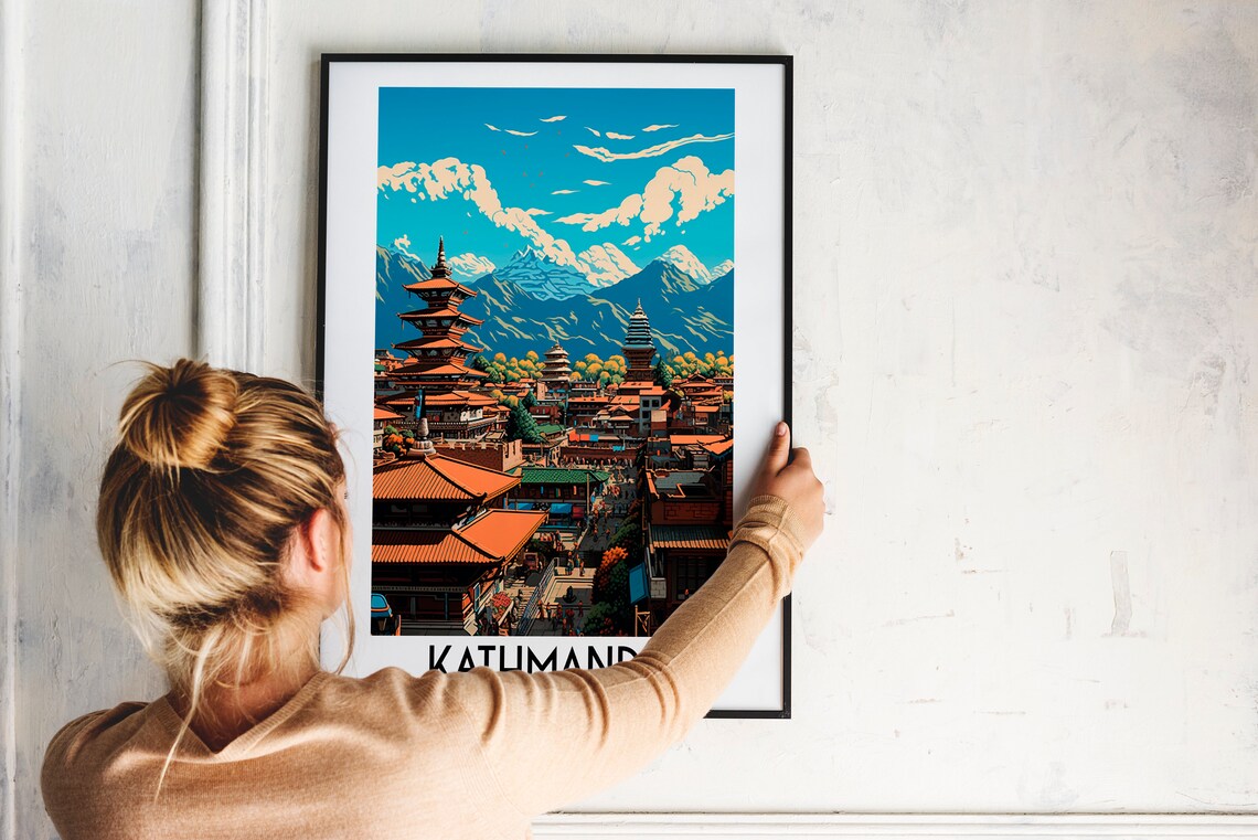 Kathmandu Travel Poster, Nepal Home Decor Print - Image 2