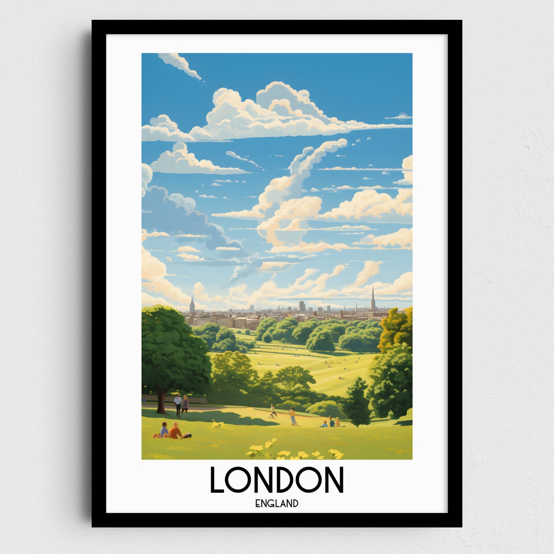 London Green Park Skyline Sunny Day England Travel Art Poster