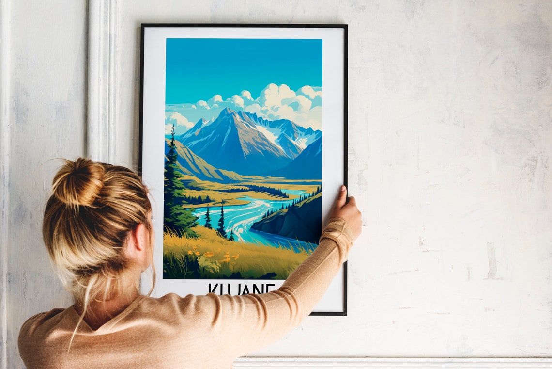 Kluane National Park Yukon Canada Snowcapped Mountain River Poster - Image 2