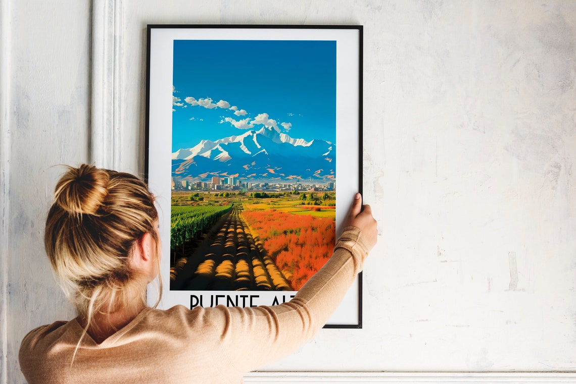 Puente Alto Chile Andes Mountains Farmland Vineyard Travel Poster - Image 2