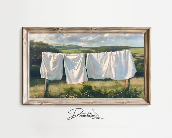 Frame Tv Art Laundry Laundry Painting Frame Tv Art Washing Line Tv Art Laundry Tv Art Cottage Tv Art Clothesline Tv Art