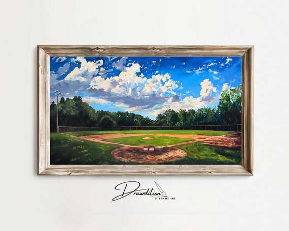 Frame Tv Art Baseball Frame Tv Art Baseball Field Frame Tv Art Baseball Painting In Frame Tv Art Baseball Player Art Decor