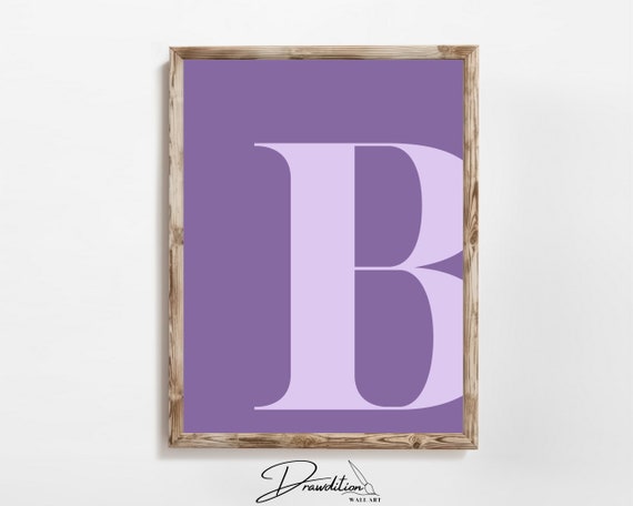 Letter B Wall Art Preppy Room Decor B Initial Poster Cute Apartment Decor College Dorm Decor Purple Monogram Teen Room