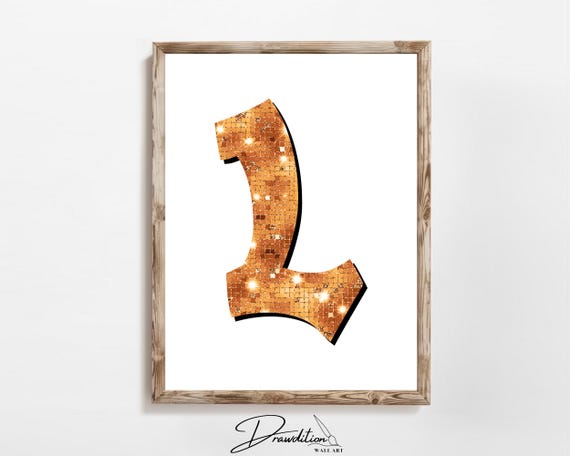 Disco Orange Letter L Print Orange Trendy Personalized Monogram Wall Art Disco Cowgirl Dorm Decor Preppy Poster Teen Room