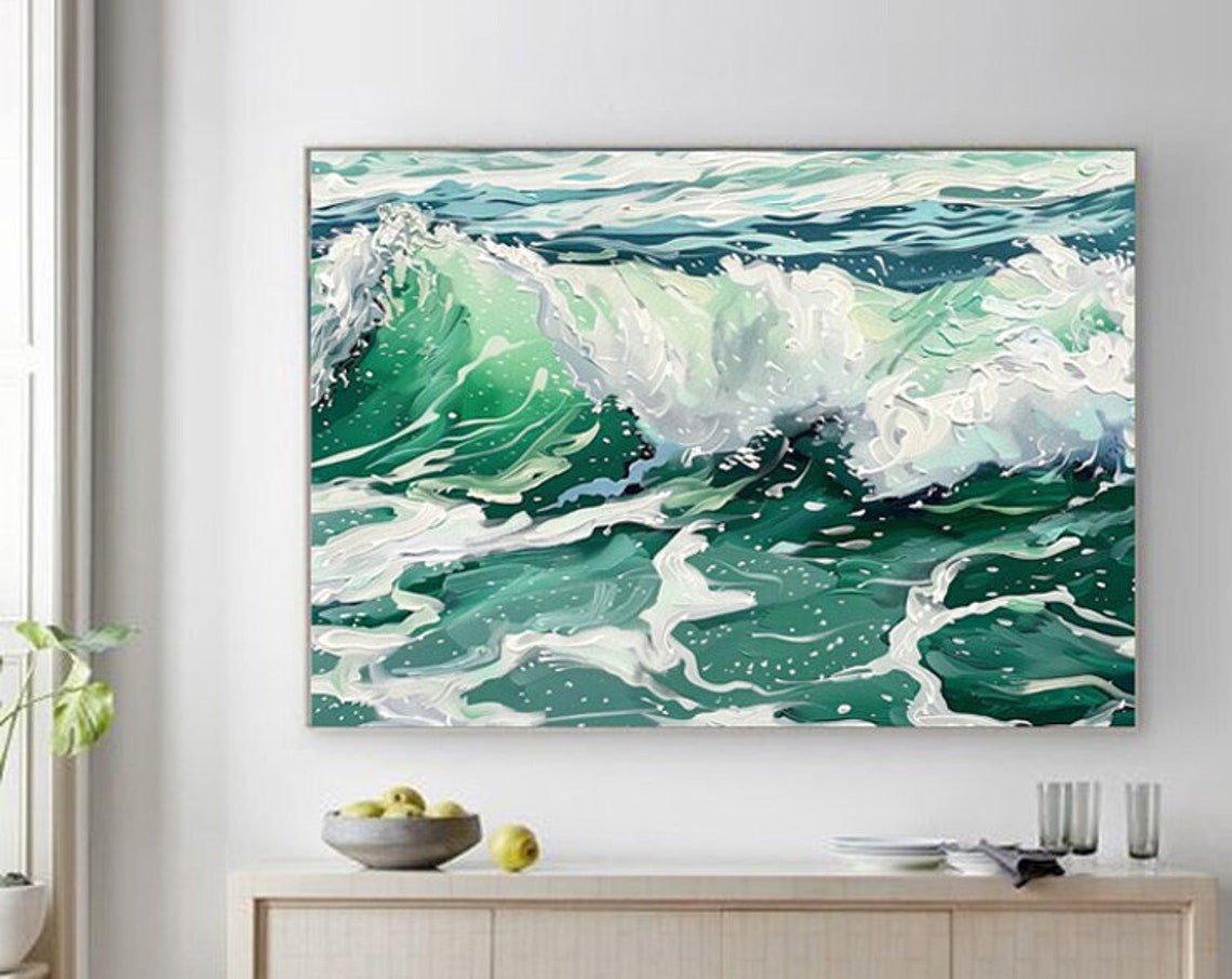 Emerald Green Crashing Wave With White Foam Abstract Panoramic Poster