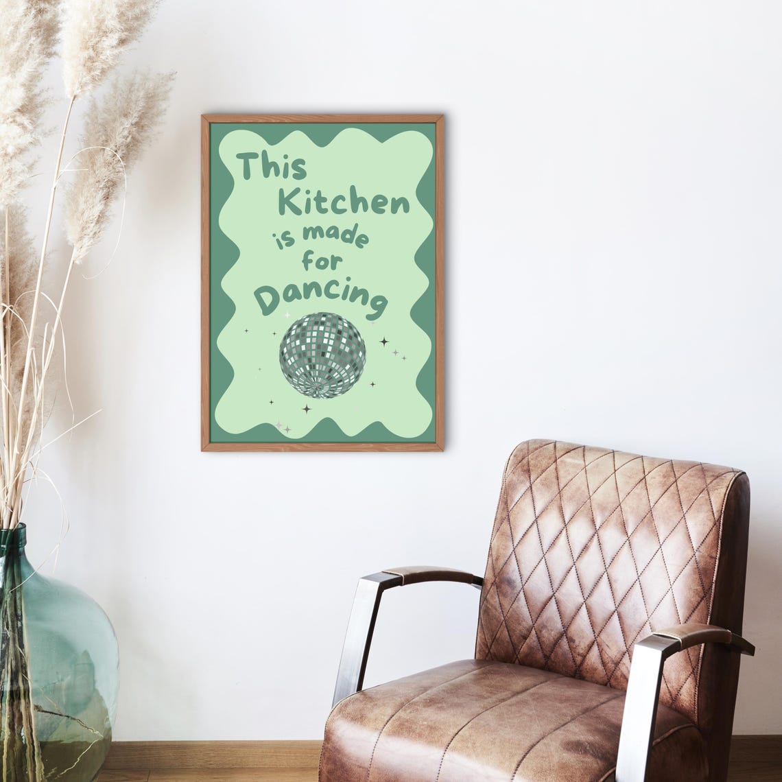 This Kitchen Is Made for Dancing Green Disco Ball Quote Poster - Image 4