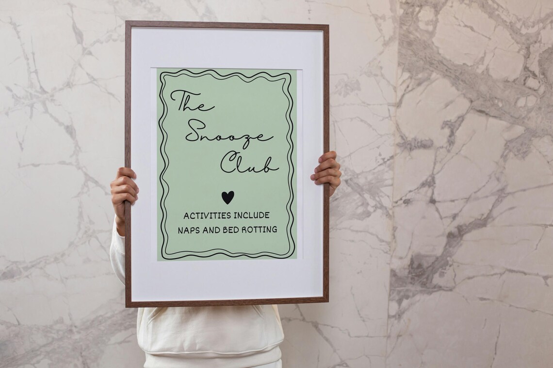 The Snooze Club Naps and Bed Rotting Funny Green Bedroom Poster - Image 2