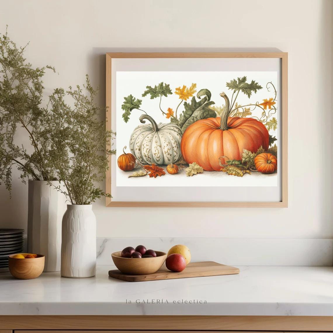 Vintage Pumpkin Botanical Illustration Autumn Harvest Art Poster - Image 3