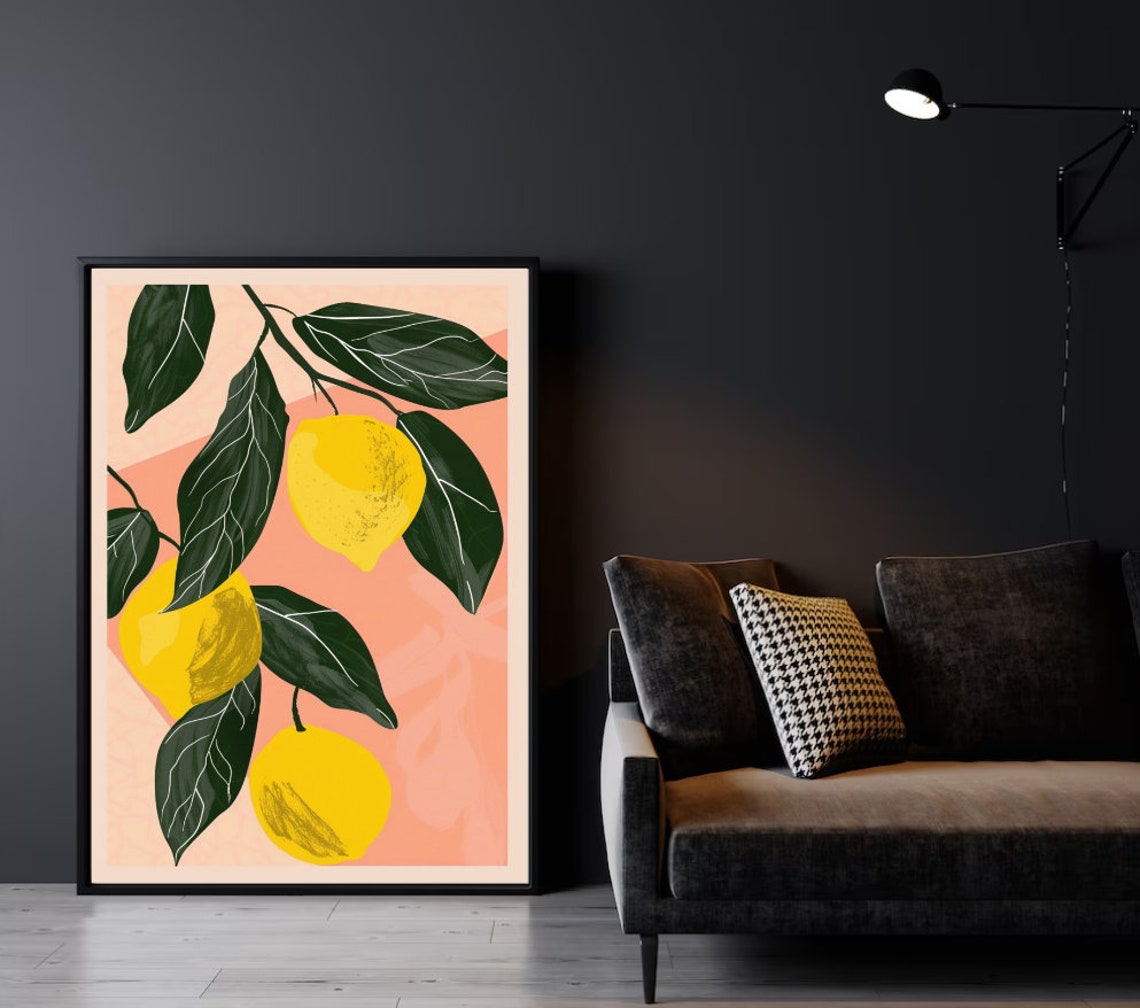Minimalist Lemon Branch Citrus Fruit Modern Botanical Kitchen Poster - Image 5