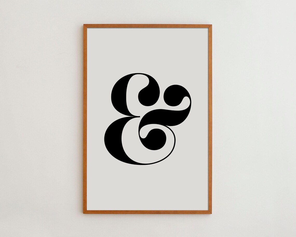 Ampersand Black and White Typography Art Print