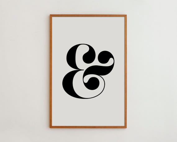Ampersand Black and White Typography Art Print