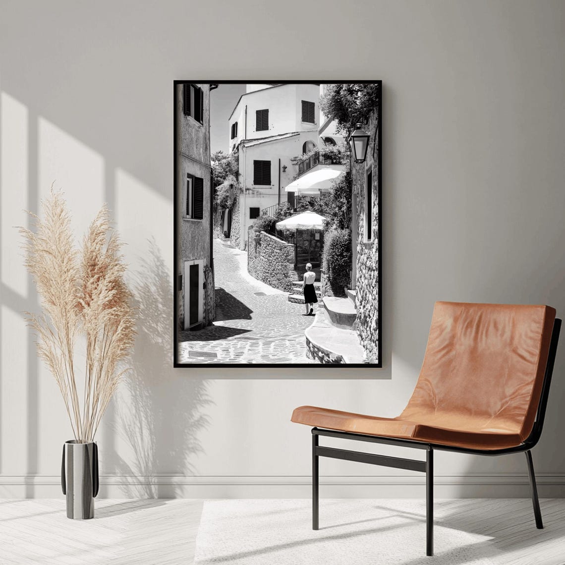 Italy Wall Art Black And White Italian Print Italian Landscape Print Mediterranean Travel Art Historic Italy Poster Architecture Photo - Image 3