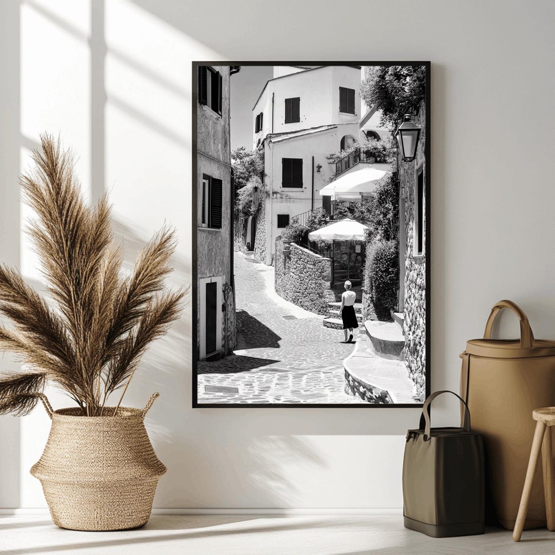 Italy Wall Art Black And White Italian Print Italian Landscape Print Mediterranean Travel Art Historic Italy Poster Architecture Photo - Image 2