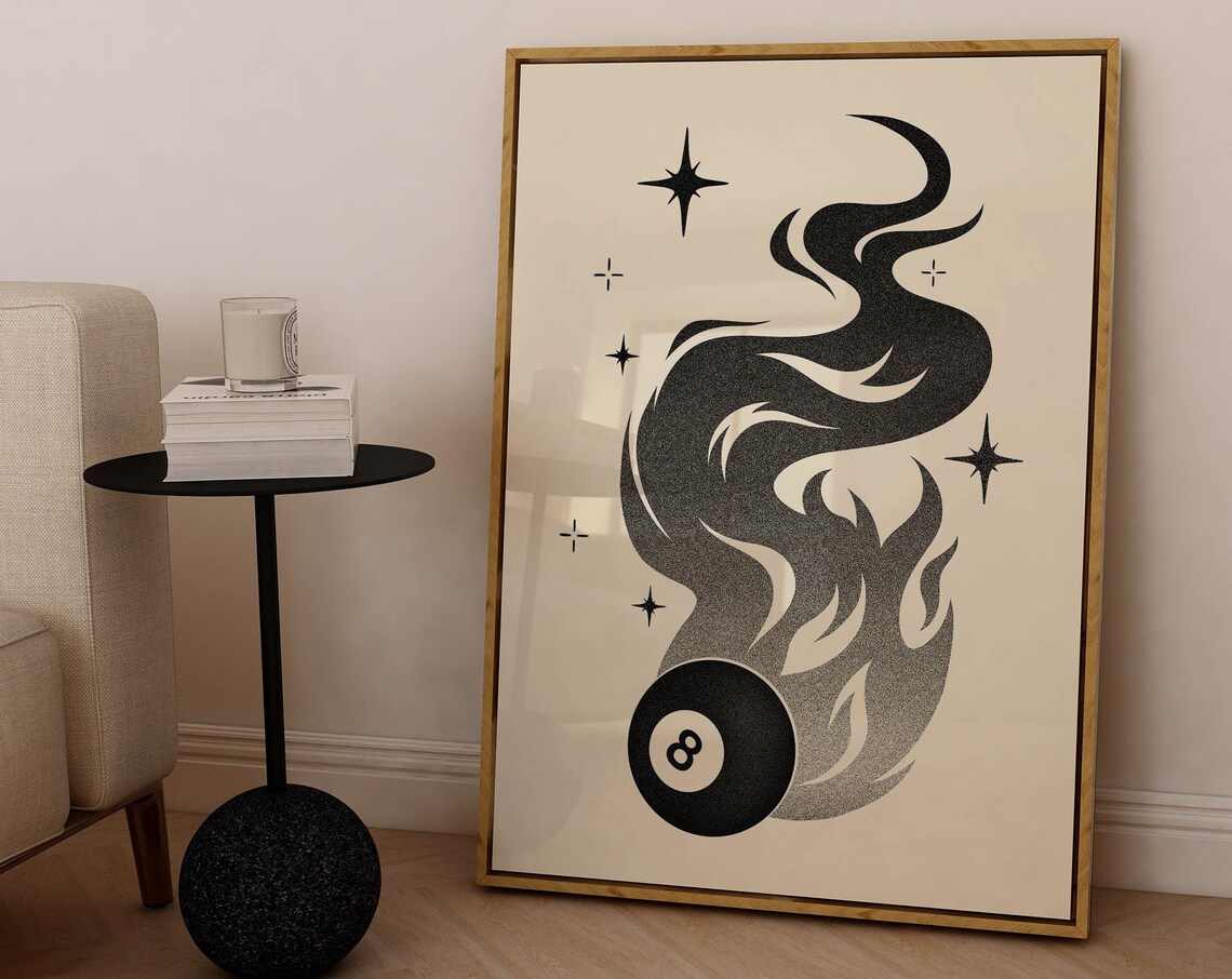 Magic Eight Ball Retro Wall Art, Funky Decor