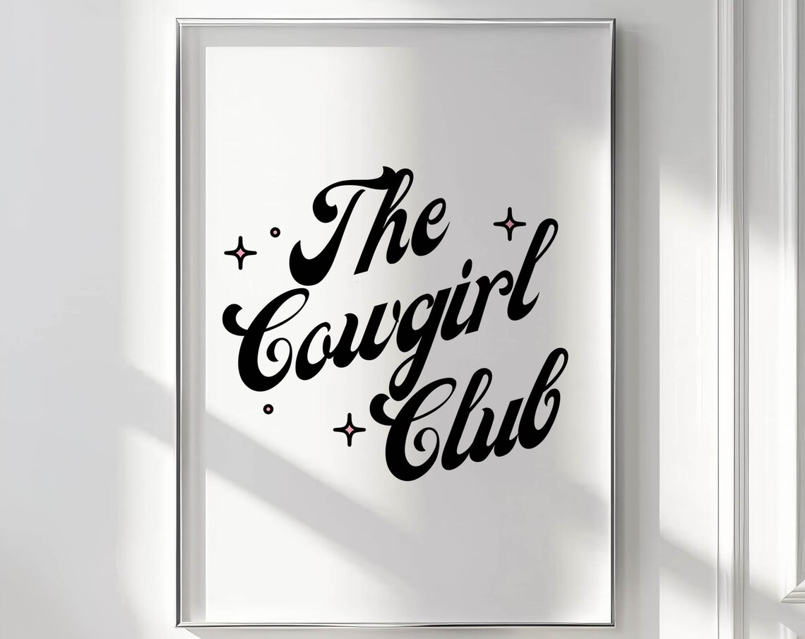 Cowgirl Western Retro Art Print, Neutral Decor