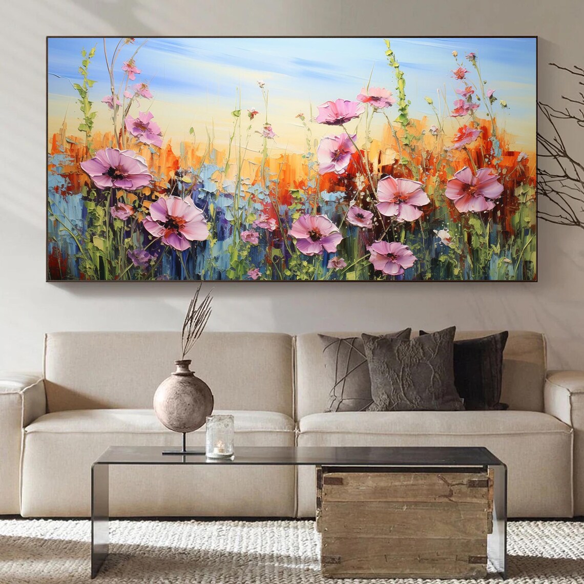 Abstract Colourful Flower Painting, Modern Floral Art Print - Image 2