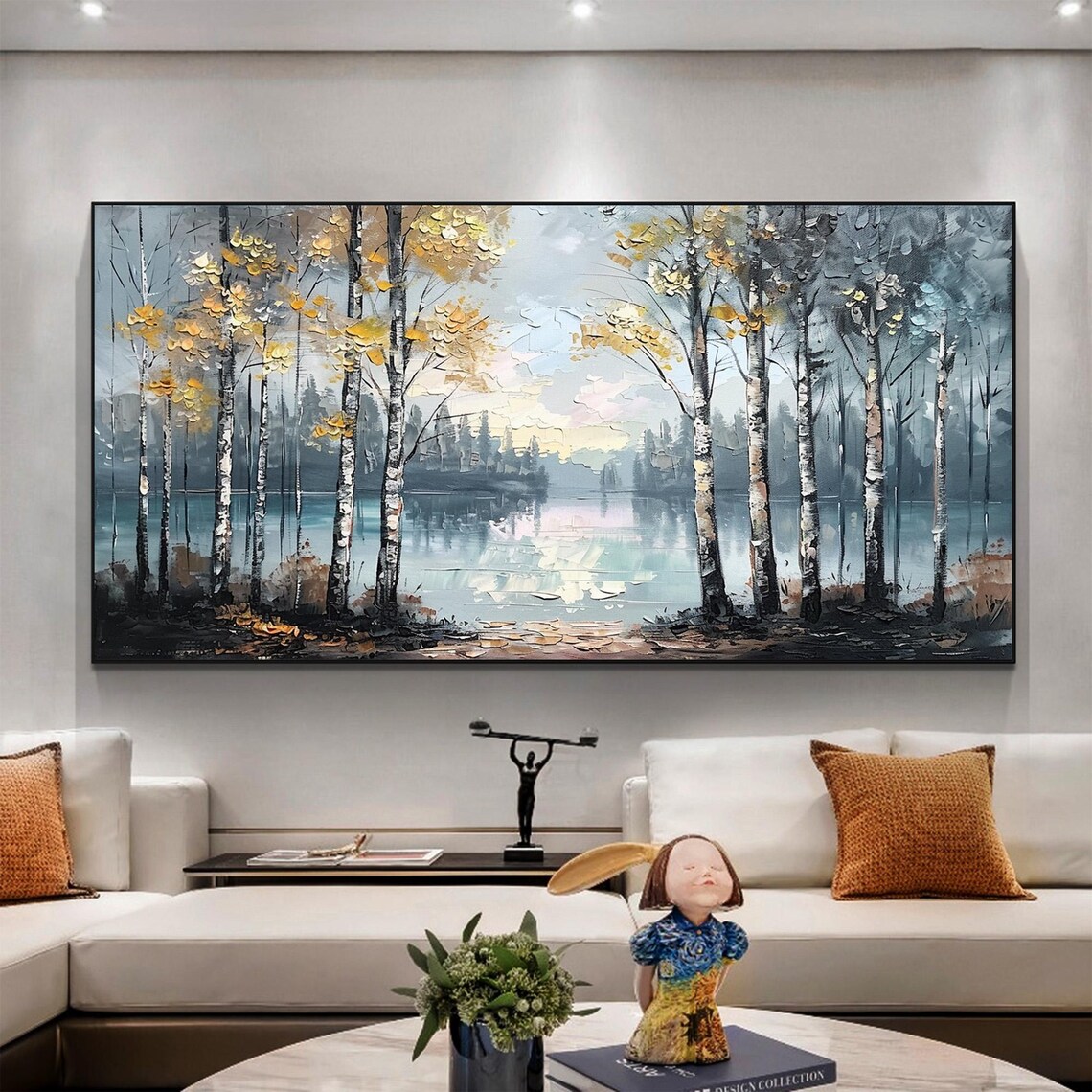 Abstract Forest Oil Painting, Colorful Tree Landscape - Image 3