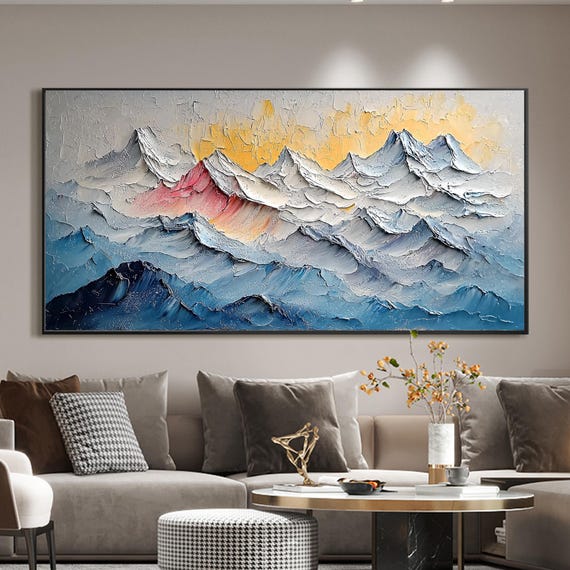 Large Original 3d Texture Painting Abstract Mountain Oil Painting Hand Painted Landscape Wall Art Custom Sofa Background Wall Decor