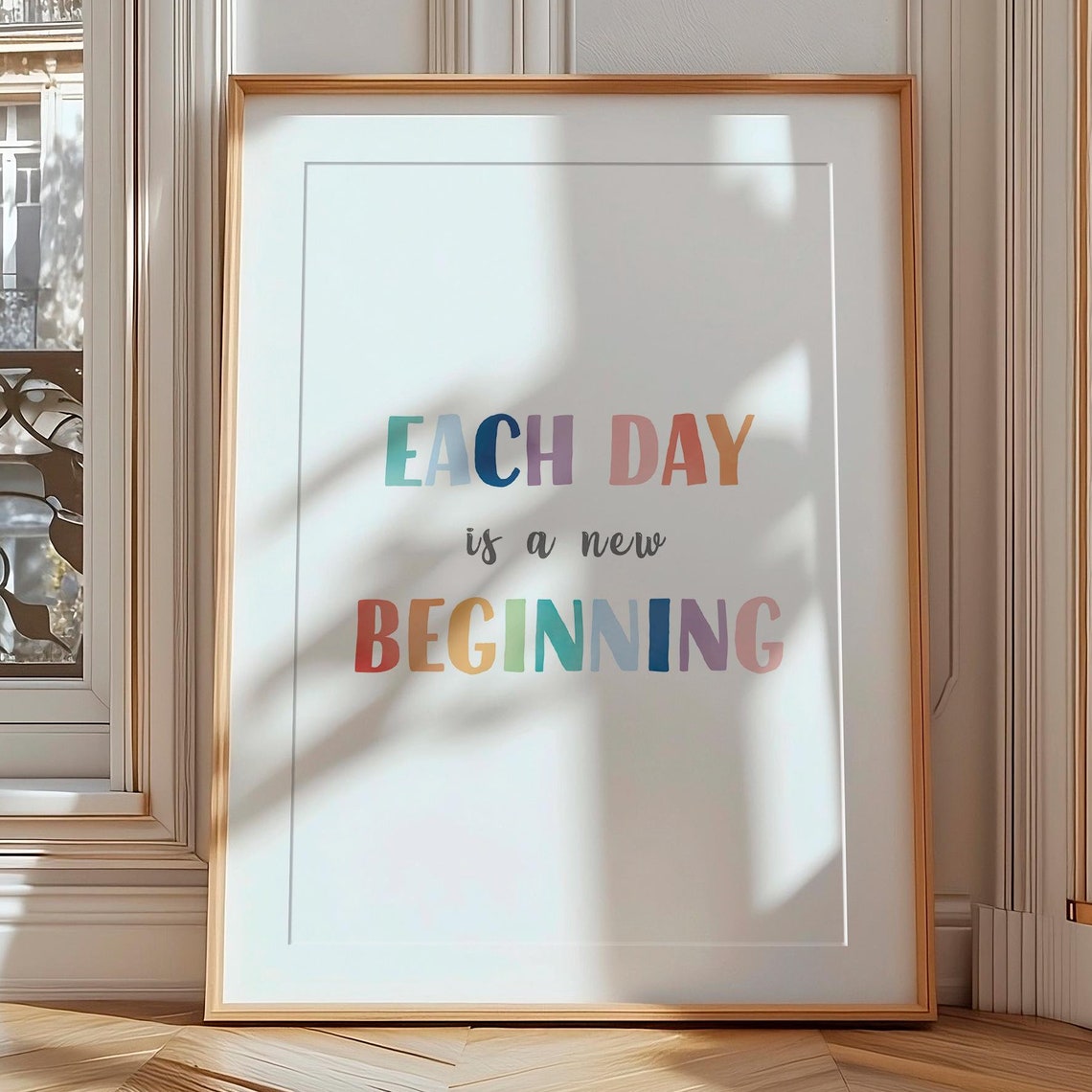 Each Day Is a New Beginning Rainbow Quote Classroom Wall Poster