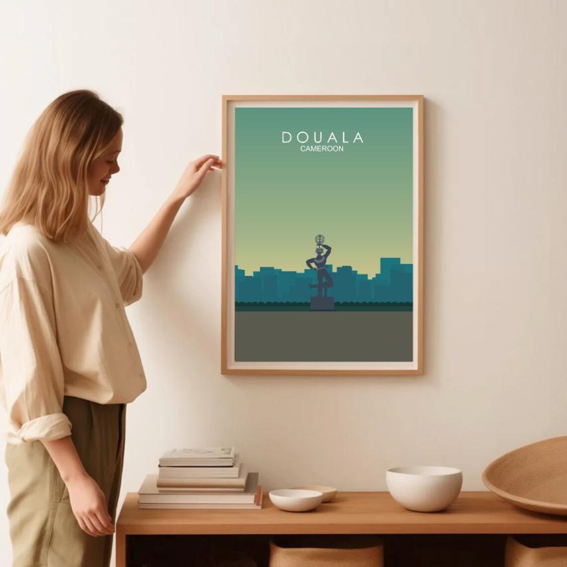 Douala Cameroon Minimalist Monument Skyline Retro Travel Poster - Image 2