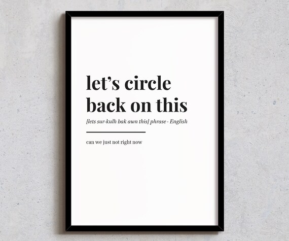 Funny Definition Print Lets Circle Back On This Office Wall Art