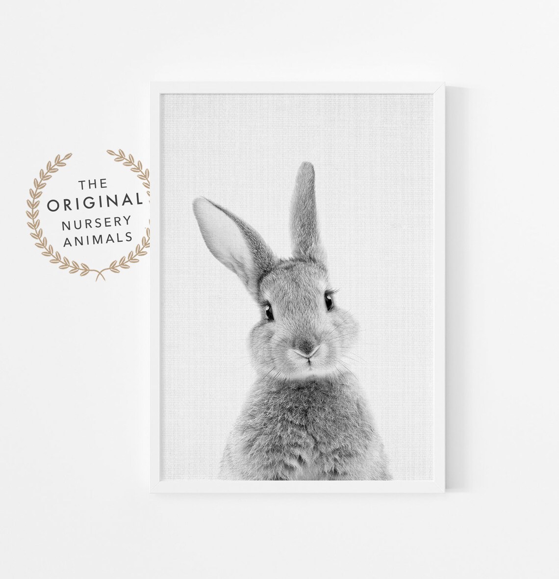 Bunny Nursery Decor Art Print, Black And White Rabbit