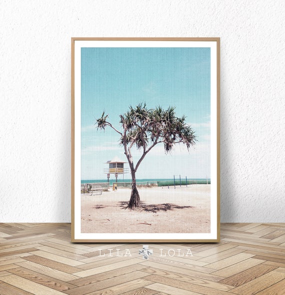 Coastal Palm Tree Beach Art Print