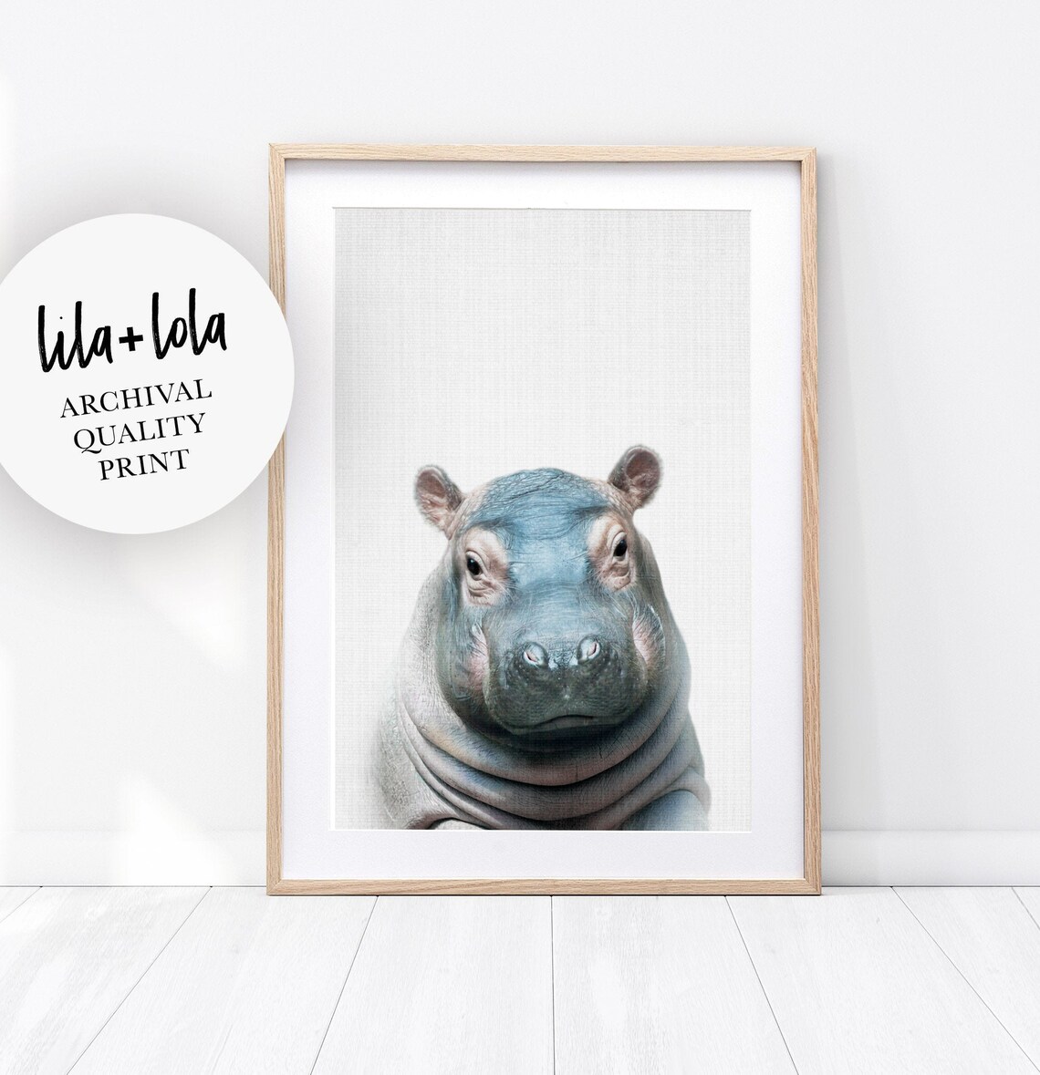 Baby Hippo Nursery Art Print, Safari Animal Decor