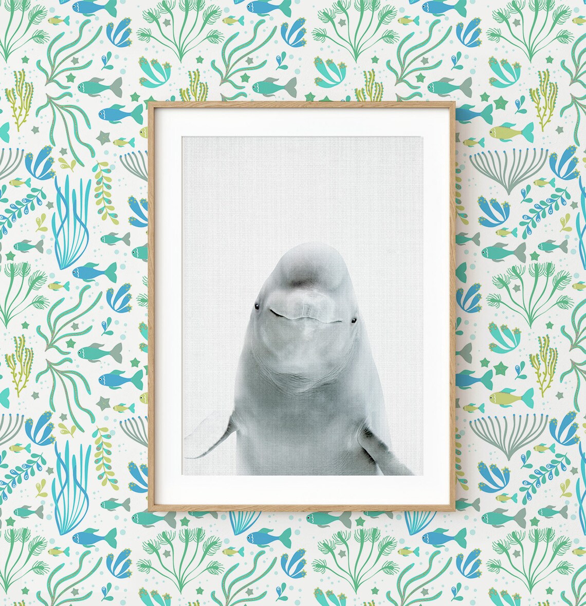 Beluga Whale Nursery Art Print, Ocean Animal Decor