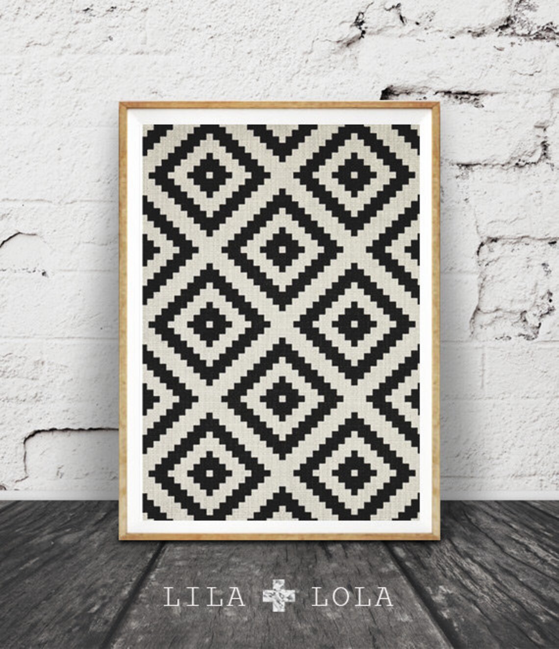 Aztec Black And White Geometric Art Print