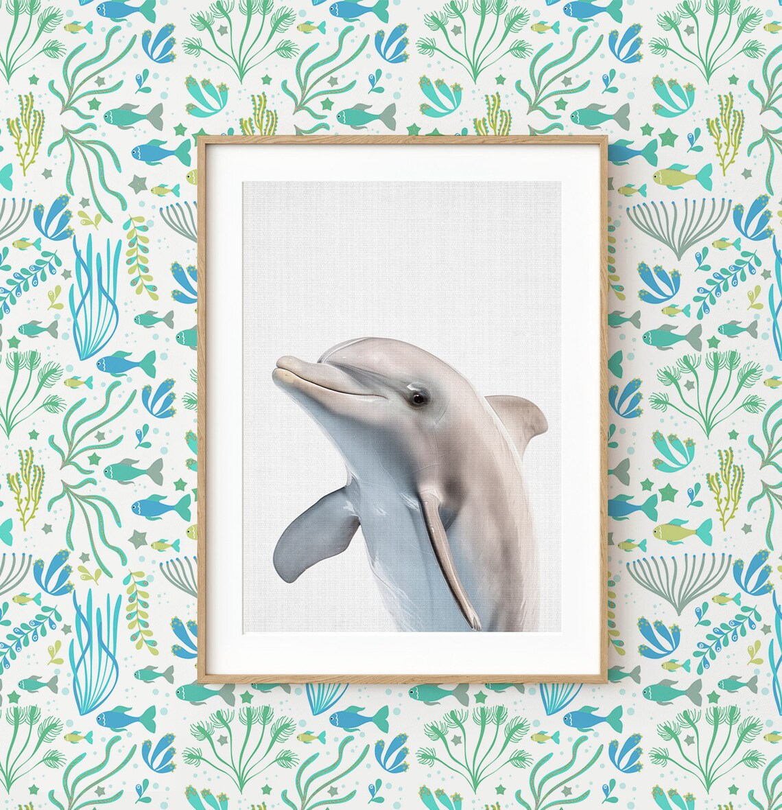 Dolphin Nursery Soft Watercolor Ocean Animal Baby Room Art Poster