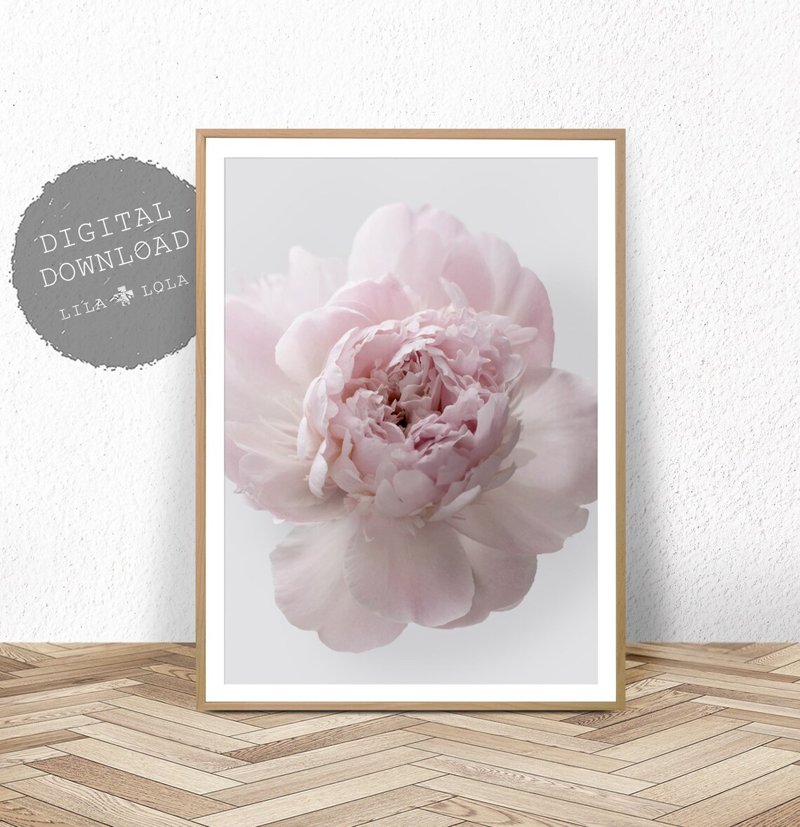 Pink Peony Rose Floral Art Print, Bedroom Decor