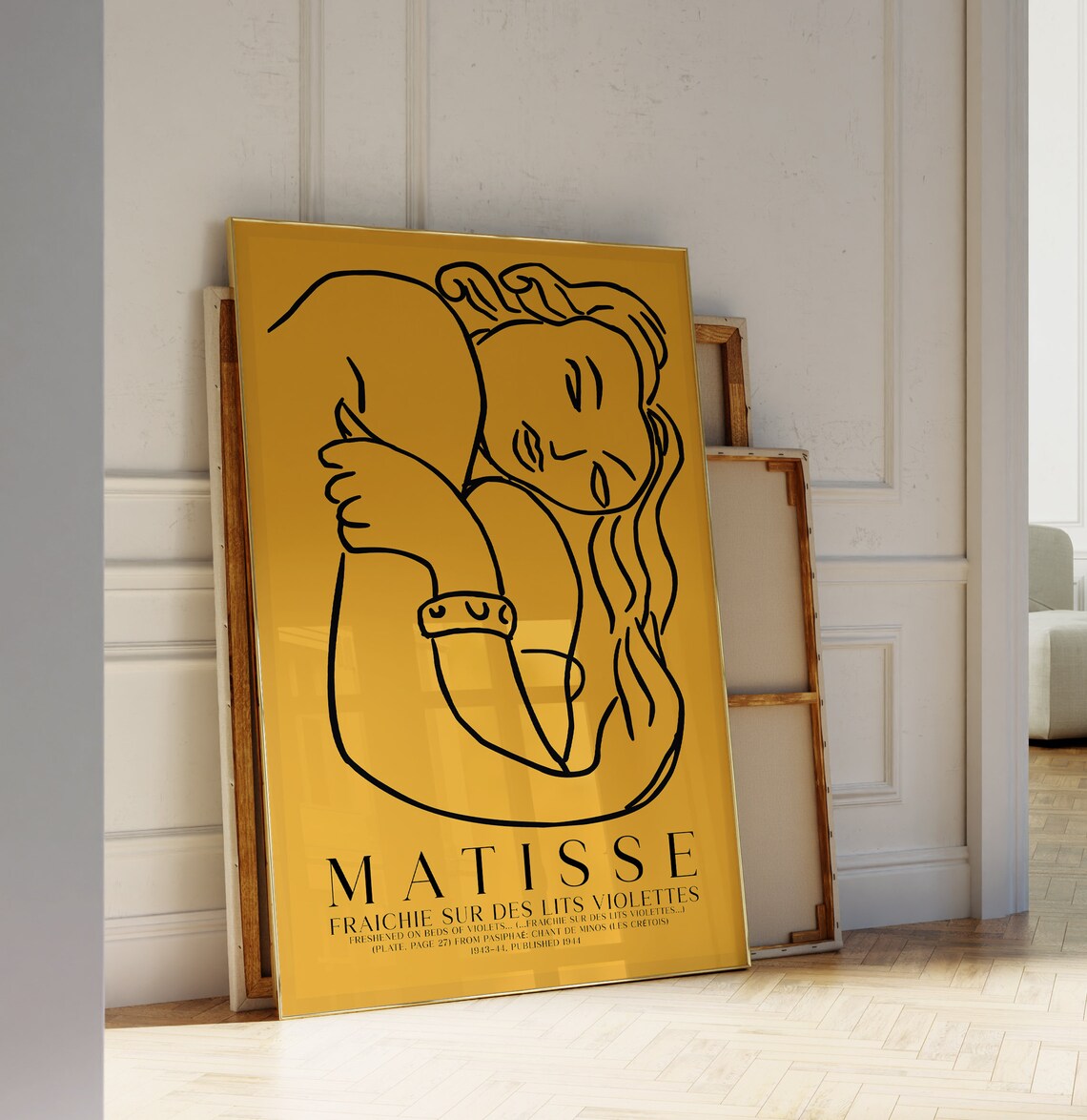 Henri Matisse Fraichie Sur Des Lits Violettes 1944 Ochre Line Drawing Poster - Image 4