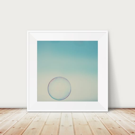 Bubble Photograph Mint Decor Nursery Wall Art Bathroom Abstract Ombre Circles Print Large