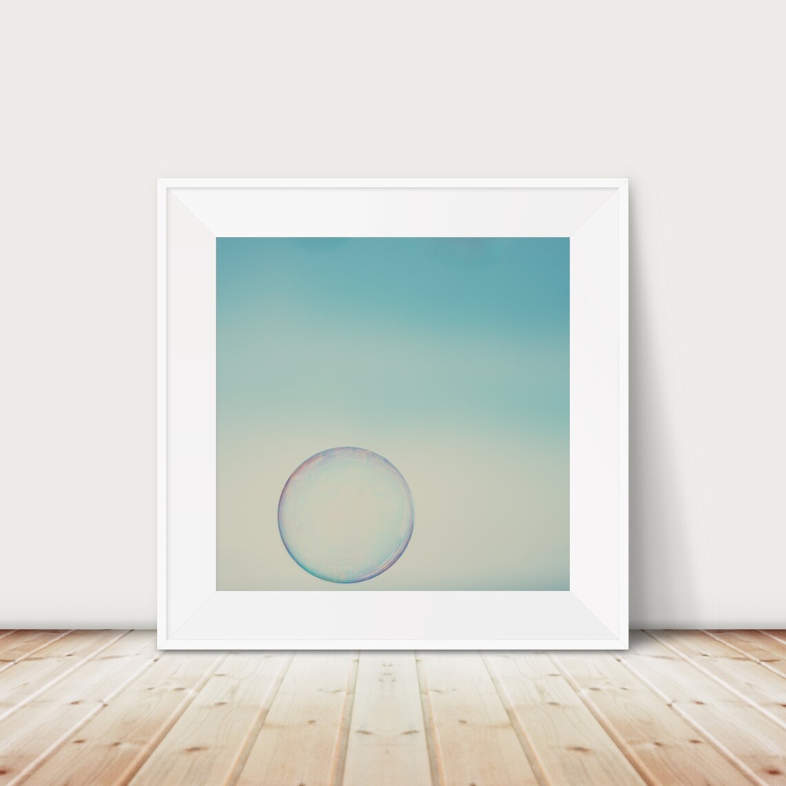 Bubble Photograph Mint Decor Nursery Wall Art Bathroom Abstract Ombre Circles Print Large