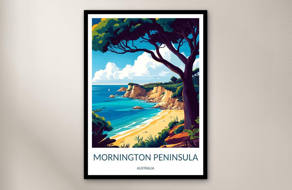 Mornington Peninsula Australia Cliff Beach Golden Sand Poster