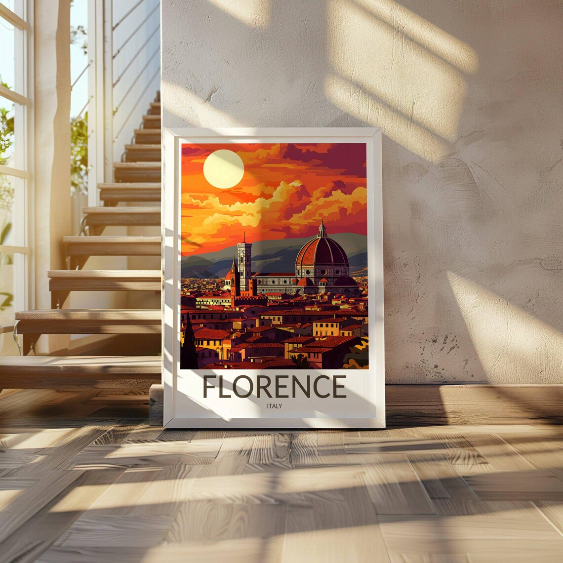 Florence Italy Duomo Cathedral Sunset Old City Travel Poster - Image 3