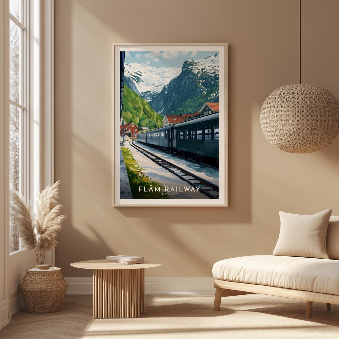 Flåm Railway Norway Mountain Train Station View Travel Poster - Image 3