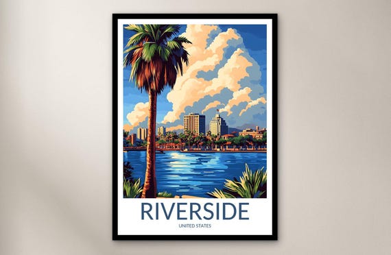 Riverside Travel Poster Wall Art Print United States Home Decor Gift North America Illustration
