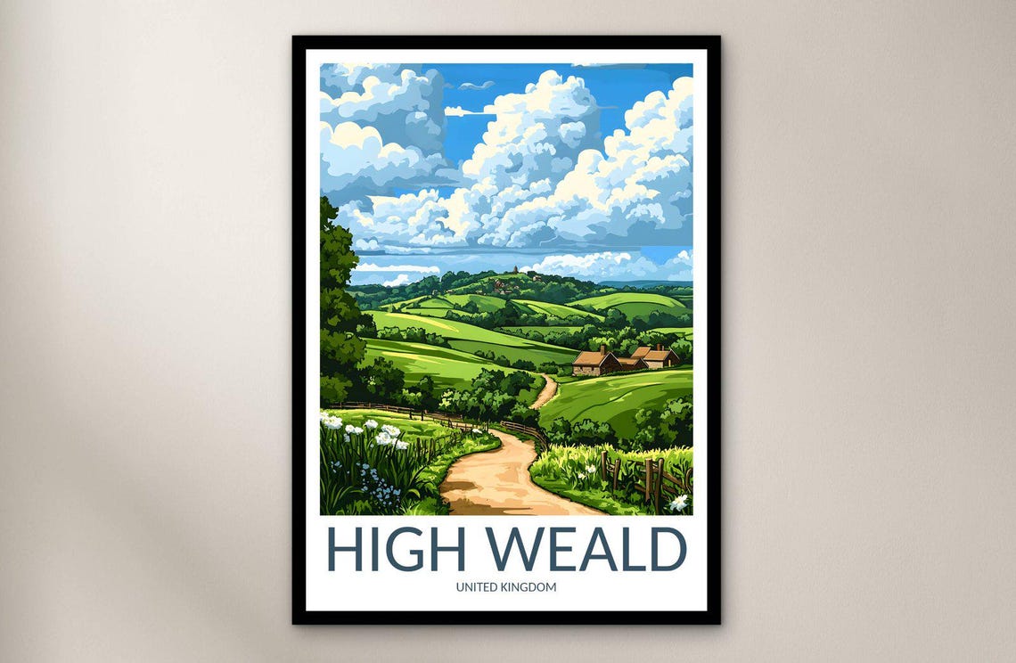 High Weald United Kingdom Green Rolling Hills Country Lane Poster