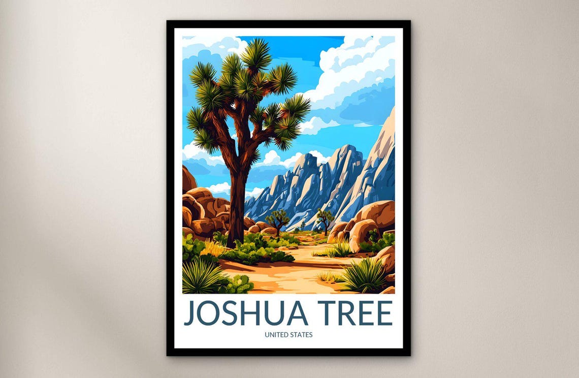 Joshua Tree California Desert National Park Vintage Travel Poster