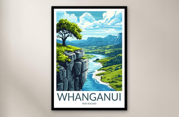 Whanganui New Zealand Cliff Top Tree River Gorge View Poster