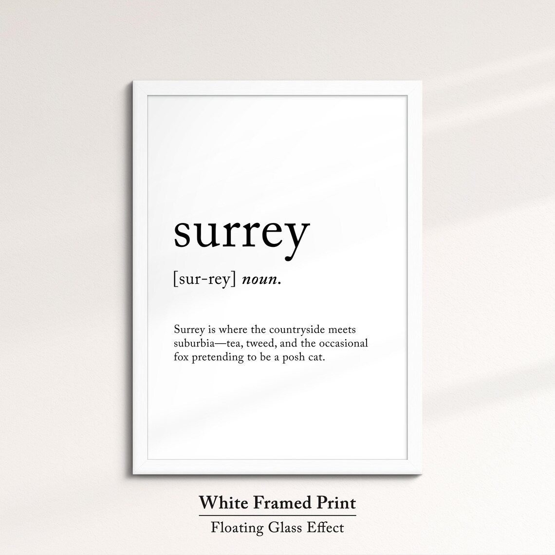Surrey England Definition Dictionary Funny Quote Minimalist Framed Print Framed Wall Art Poster Home Decor Interior Gifts - Image 7