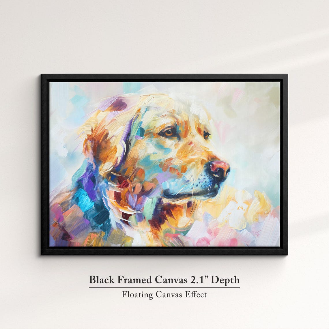 Golden Retriever Side Profile Pastel Blue Purple Abstract Dog Poster - Image 2