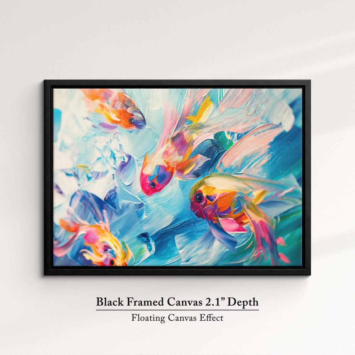 Colorful Fish Underwater Swirl Blue Pink Abstract Ocean Wall Art - Image 2