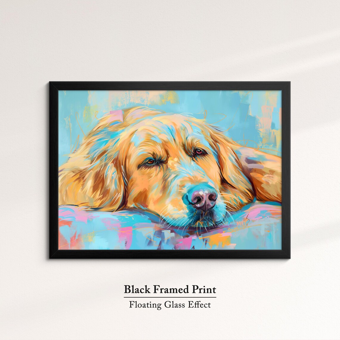 Golden Retriever Resting Colorful Oil Painting Dog Portrait Poster - Image 8