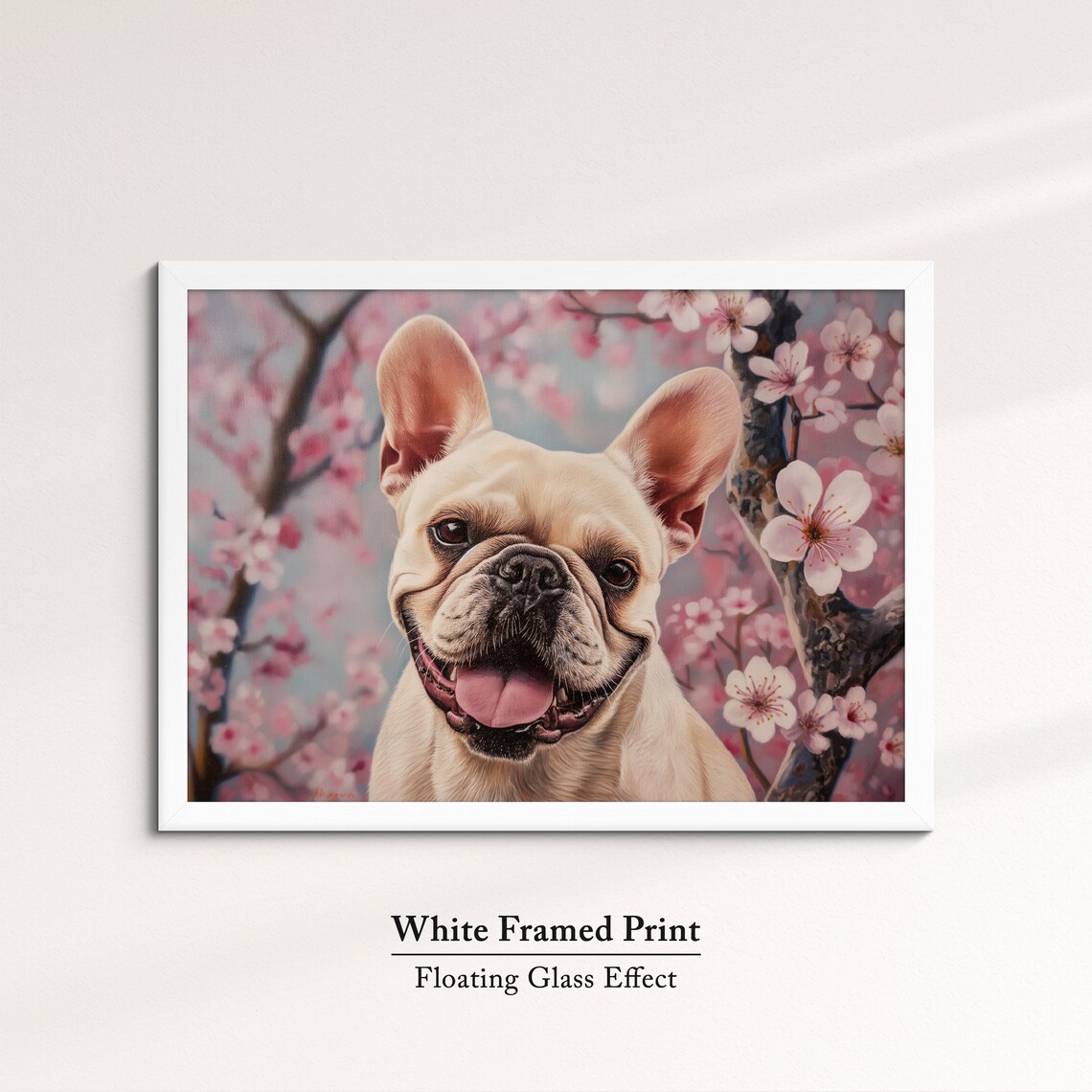 Smiling Cream French Bulldog Under Cherry Blossoms Adorable Dog Poster - Image 7