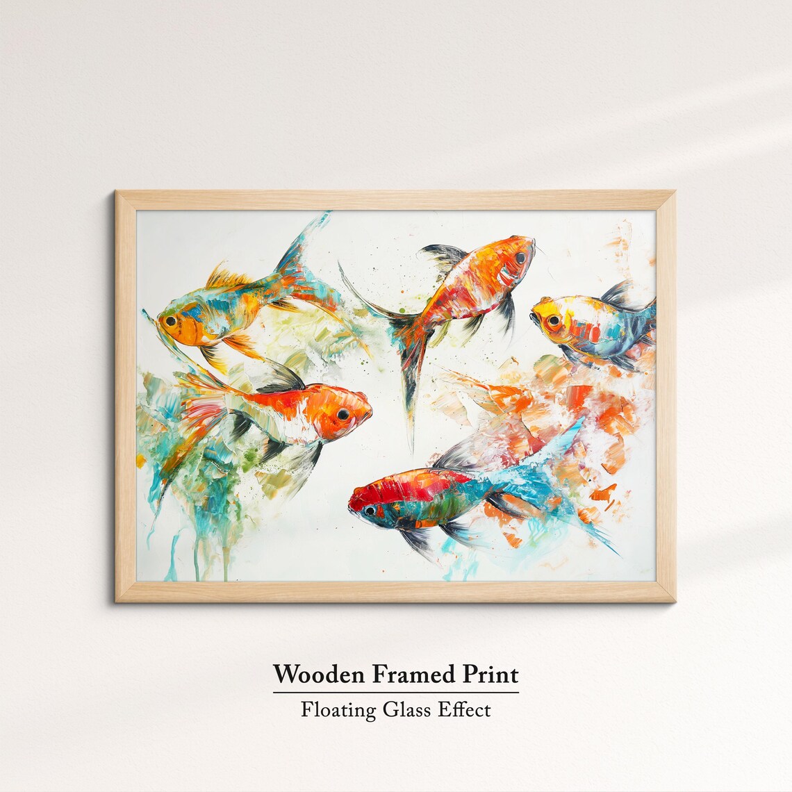 Vibrant Goldfish Orange Turquoise Watercolor Underwater Art Poster - Image 6