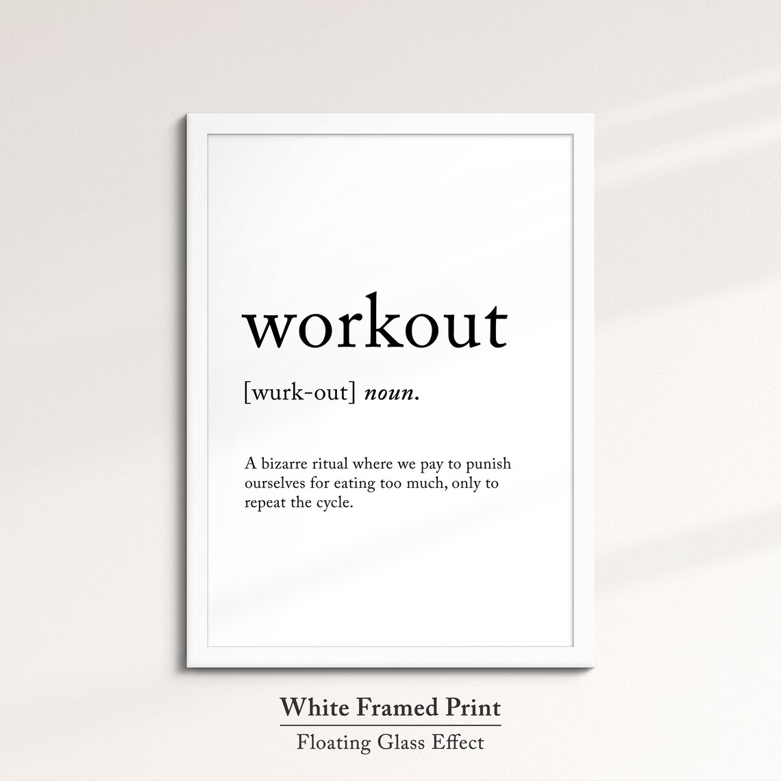 Workout Funny Definition Dictionary Quote Minimalist Framed Print Framed Wall Art Poster Home Decor Interior Gift For Gym Lover - Image 7